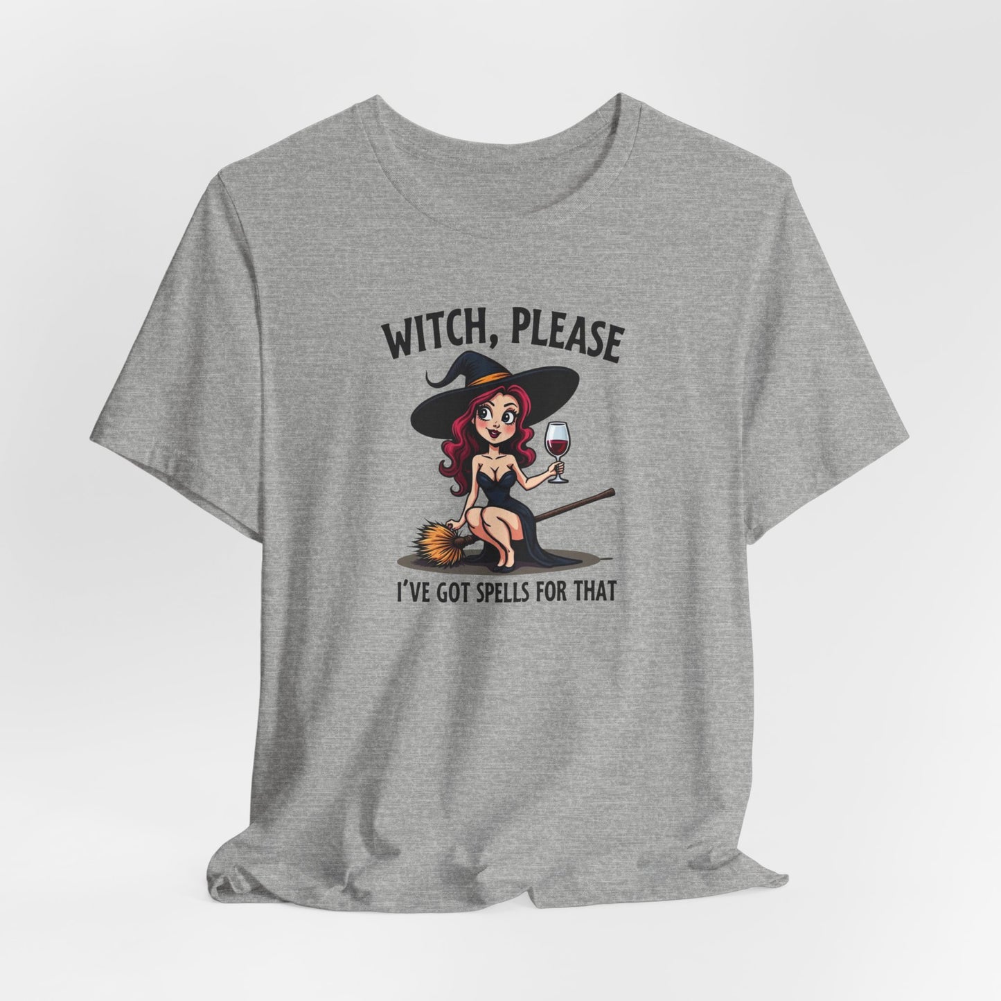 Witch, Please Tee — Cute Pinup Witch Graphic T‑Shirt ("I’ve Got Spells For That")