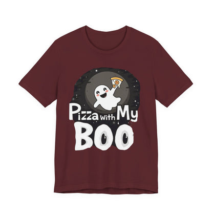 Ghost Pizza Boo Tee - Unisex Jersey Short Sleeve T-Shirt, Funny Halloween Shirt, Spooky Costume, Ghost Lover Gift, October Celebration