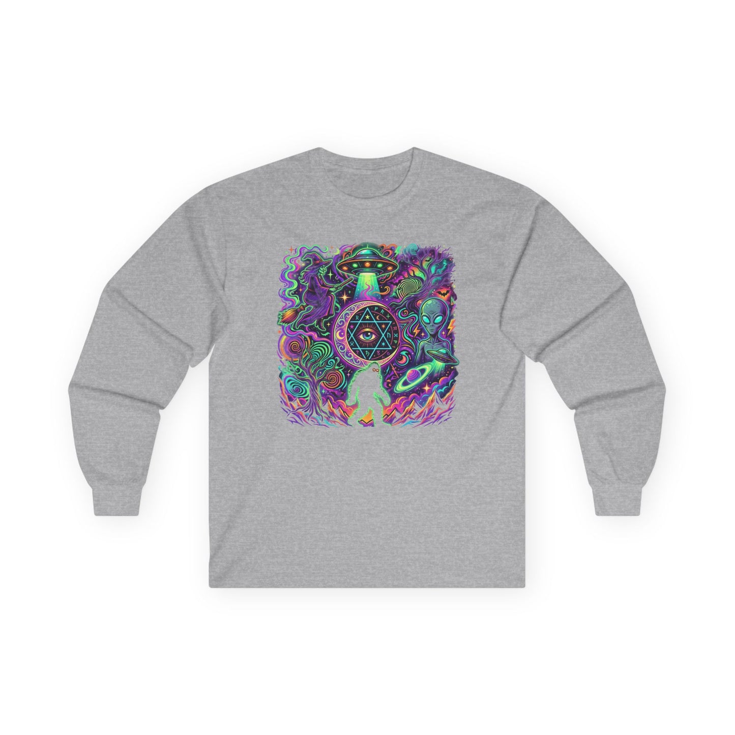 Psychedelic Alien Abduction Halloween Long Sleeve Tee