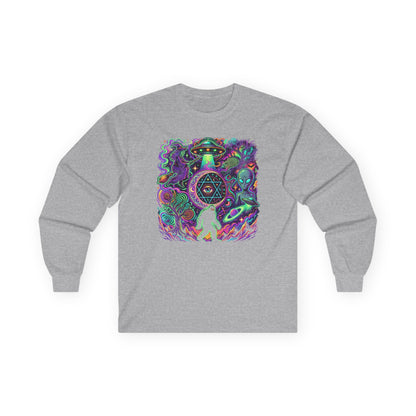 Psychedelic Alien Abduction Halloween Long Sleeve Tee