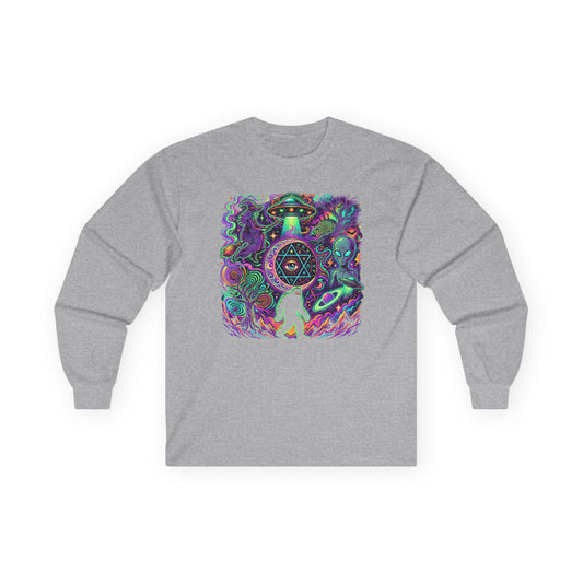 Psychedelic Alien Abduction Halloween Long Sleeve Tee