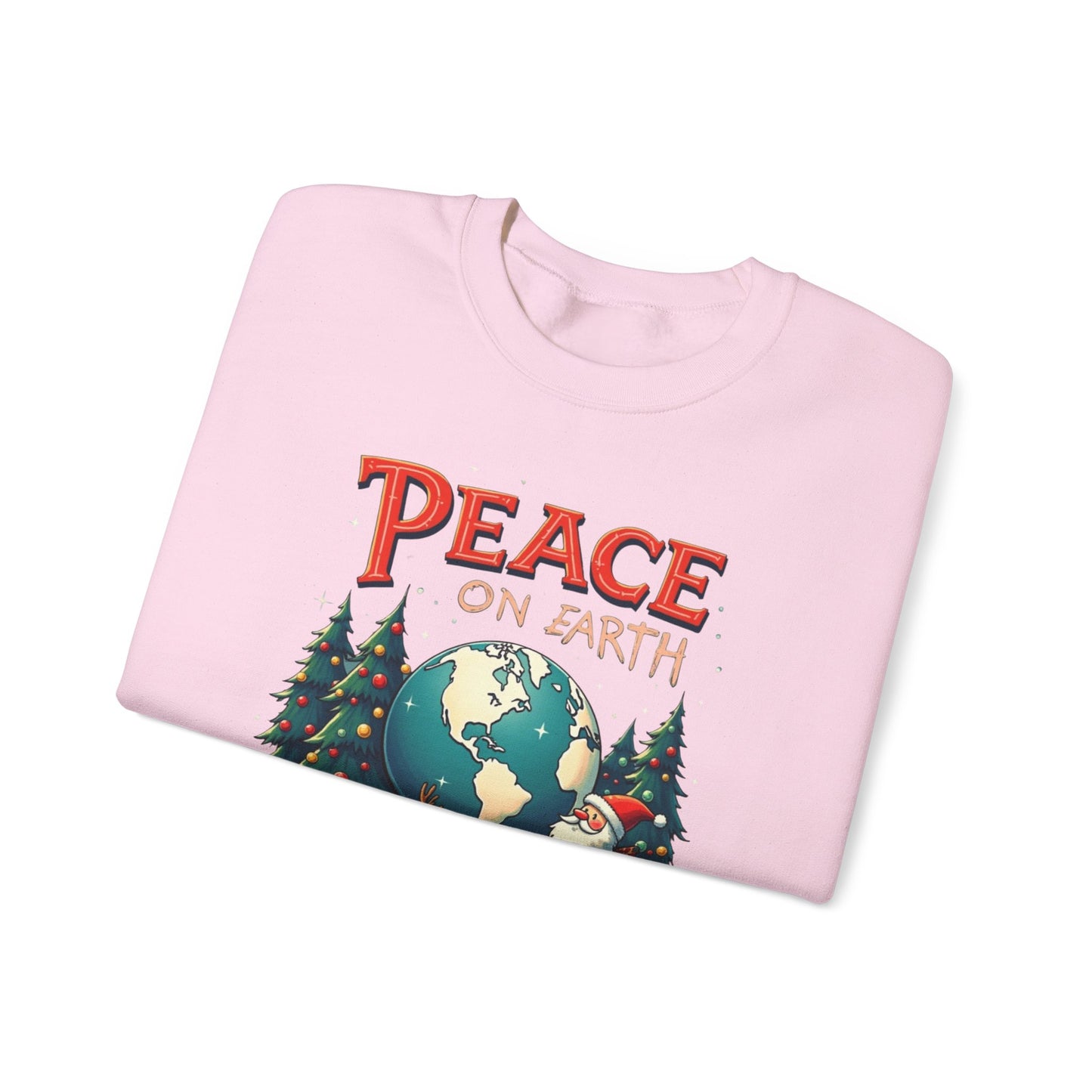 Peace on Earth Sweatshirt — Vintage Santa & Globe Christmas Crewneck