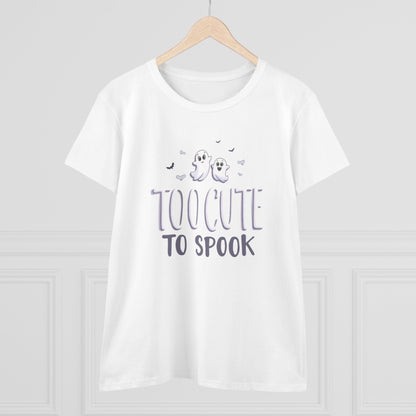 Too Cute to Spook Women's Cotton Tee, Halloween T-Shirt, Ghostly Graphic Tee, Casual Fall Apparel, Fun Halloween Outfit