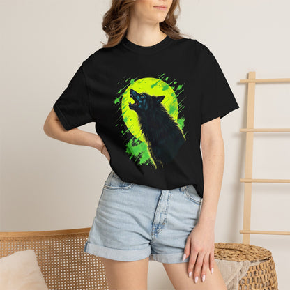 Wolf Howl T-Shirt — Neon Moon Graphic Tee for Nature Lovers