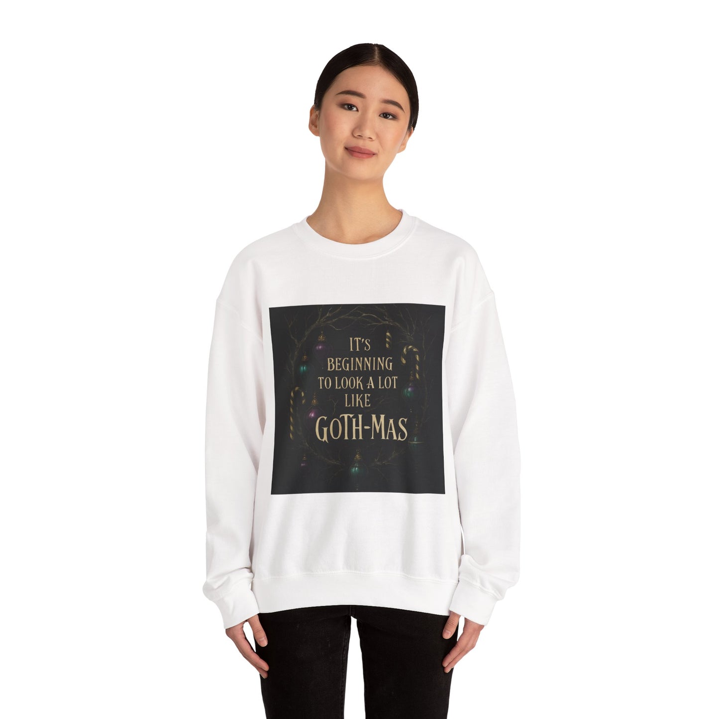 Goth‑Mas Crewneck Sweatshirt — "It's Beginning to Look a Lot Like Goth‑Mas" Holiday Gothic Sweater