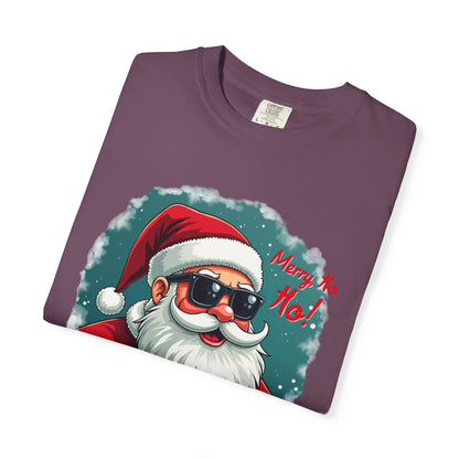Santa Sunglasses T-Shirt — "Merry Ho Ho!" Cool Retro Christmas Tee