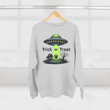 Halloween UFO Sweatshirt - "Trick or Treat" Alien Abduction Crewneck