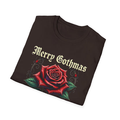 Gothic Christmas T-Shirt — "Merry Gothmas" Rose Holiday Tee
