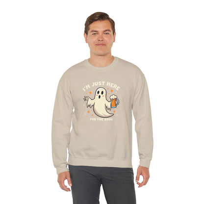 Halloween Ghost Sweatshirt — "I'm Just Here for the Boos" Cozy Crewneck