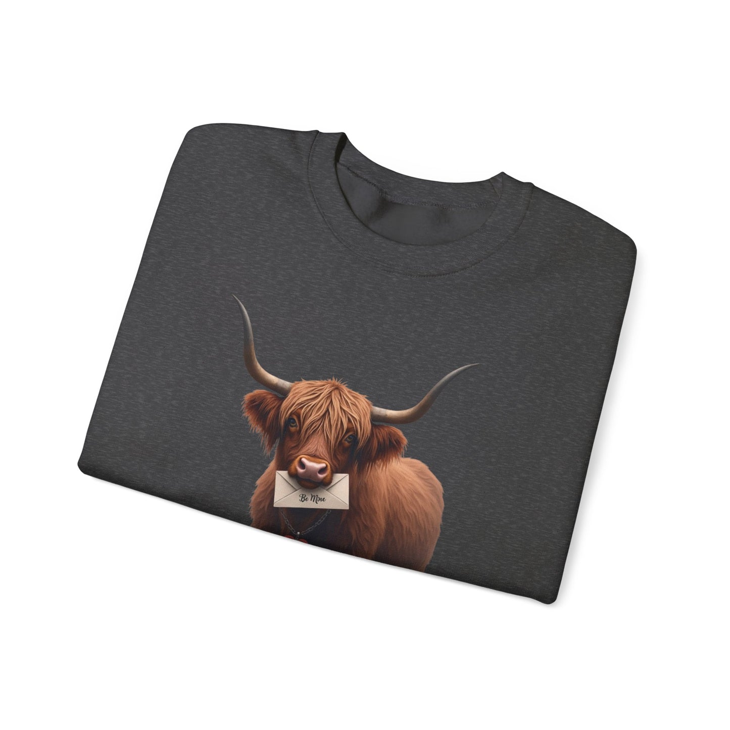 Highland Cow with Valentine, Unisex Heavy Blend™ Crewneck Sweatshirt