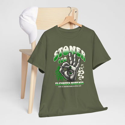 Stoner 420 Graphic Tee — Retro Green Cannabis Hand Design