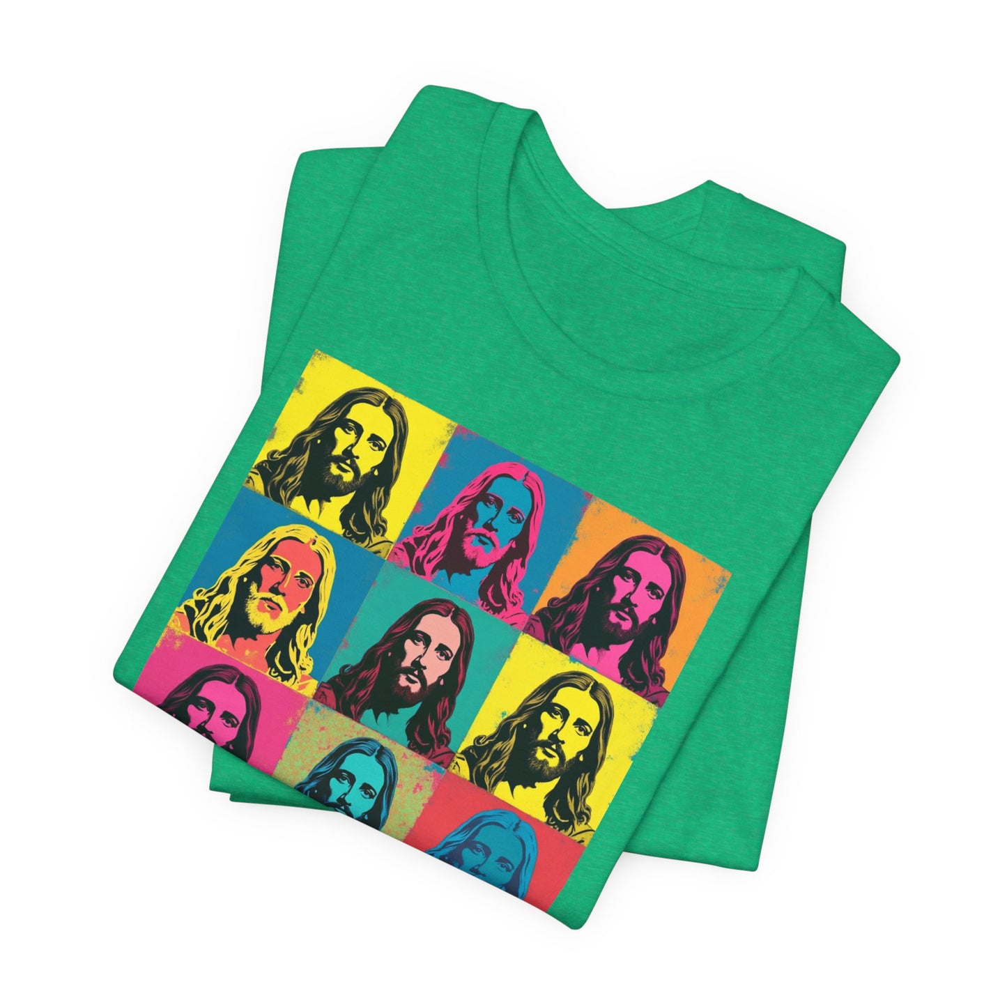 Jesus, Pop Art T-Shirt — Retro Colorful Nine-Panel Graphic Tee