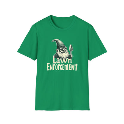 Whimsical Gnome Lawn Enforcement Unisex T-Shirt, Funny Gift for Men, Unique Humor Tee, Cozy Casual Wear, Perfect for Birthdays & Celebrations - Psychonaut Swag