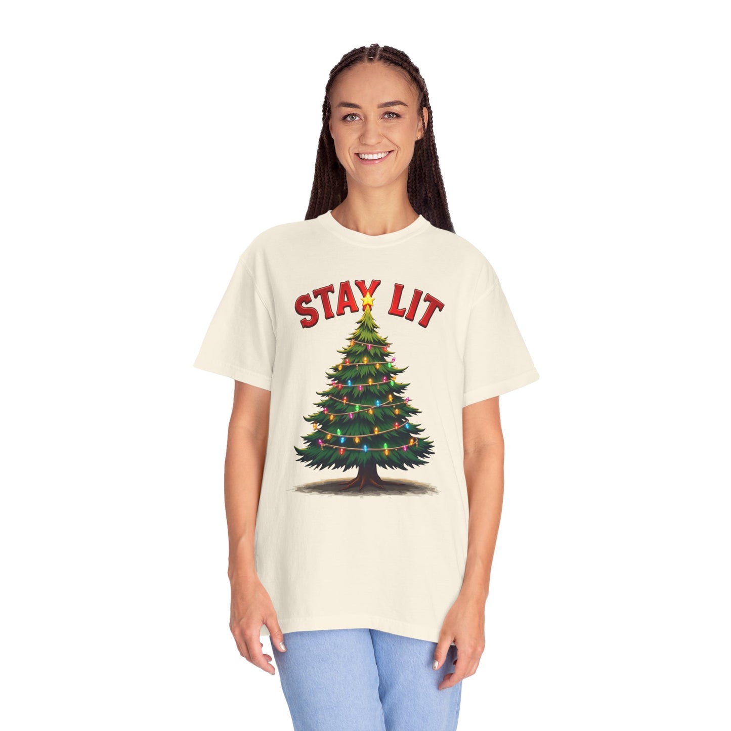 Stay Lit Christmas T-Shirt — Festive Holiday Tree Graphic Tee