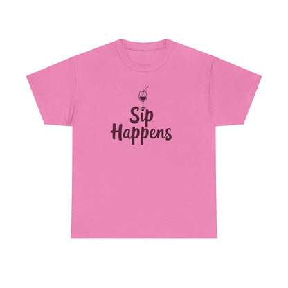 Sip Happens Unisex Heavy Cotton Tee - Funny Graphic Shirt, Casual Wear, Gift for Coffee Lovers, Everyday Comfort, Birthday Party T-Shirt - Psychonaut Swag