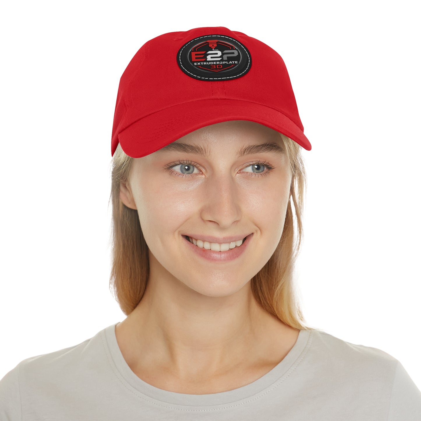 Extruder2Plate, Dad Hat with Leather Patch (Round)