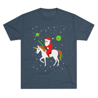 Christmas Space Santa Riding Unicorn T‑Shirt