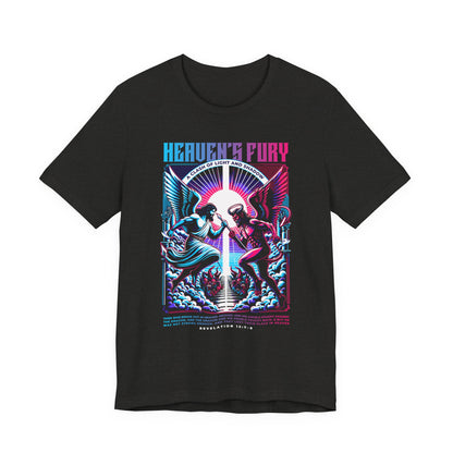 Heaven's Fury Graphic Tee — Neon Angel vs Demon Battle T-Shirt