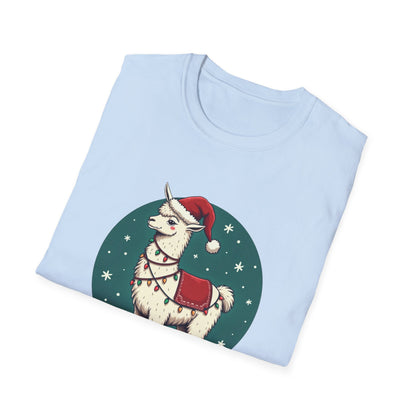 Christmas Llama T-Shirt — Cute Santa Hat Holiday Graphic Tee
