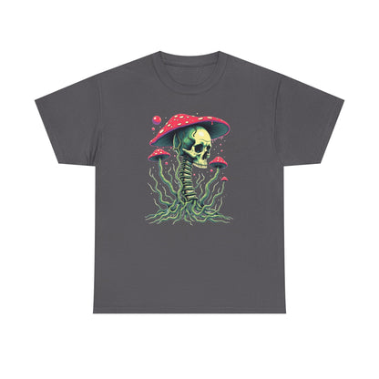 Skull Mushroom Tee — Psychedelic Skull & Fungi Graphic T-Shirt