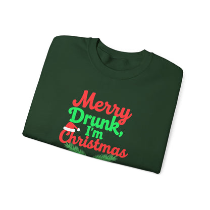 Christmas Sweatshirt — "Merry Drunk, I'm Christmas" Funny Holiday Crewneck