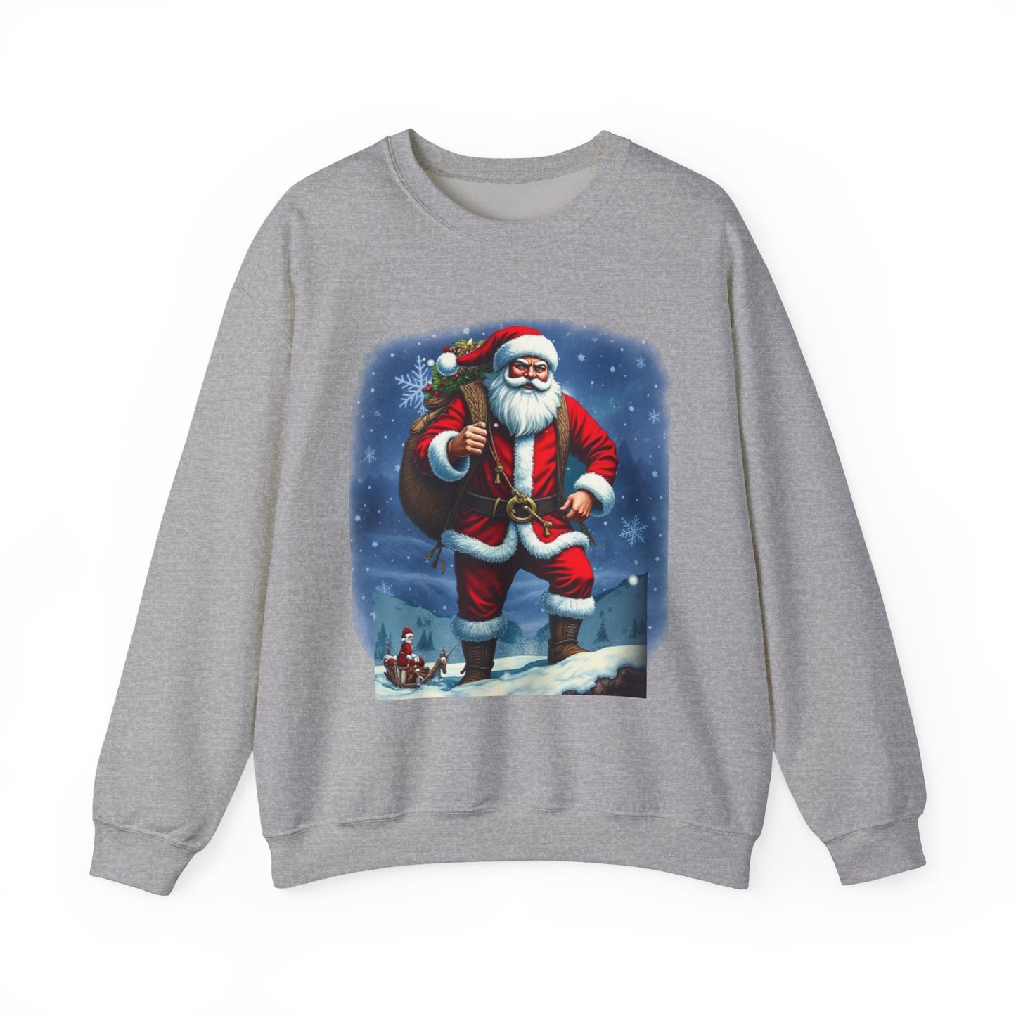 Santa Snow Hike, Graphic Sweatshirt – Vintage Holiday Christmas Crewneck