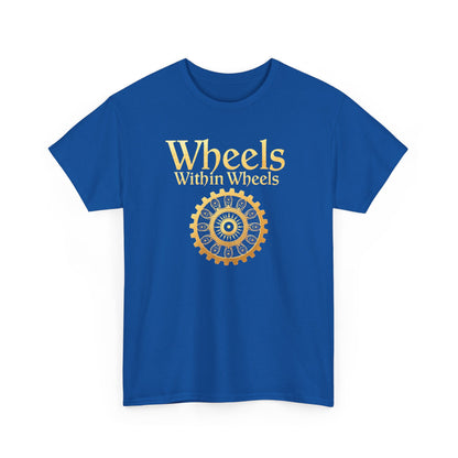 Wheels within wheels, Unisex Heavy Cotton Tee, Casual Wear, Gift for Cyclists, Graphic T-Shirt, Birthday Gift, Summer Style - Psychonaut Swag
