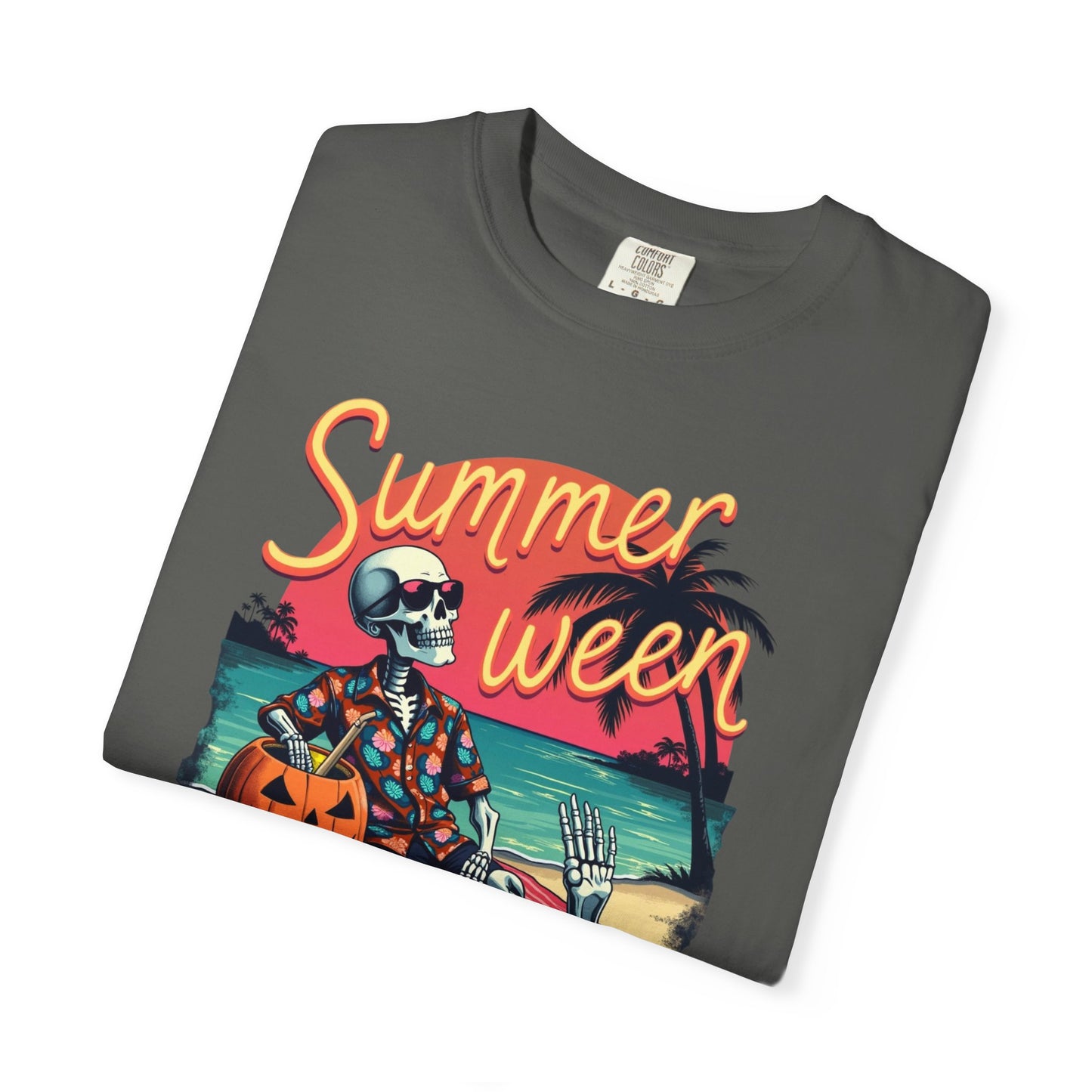 T-Shirt — "Summerween" Beach Skeleton Halloween Graphic Tee