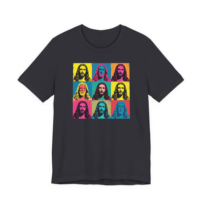 Jesus, Pop Art T-Shirt — Retro Colorful Nine-Panel Graphic Tee