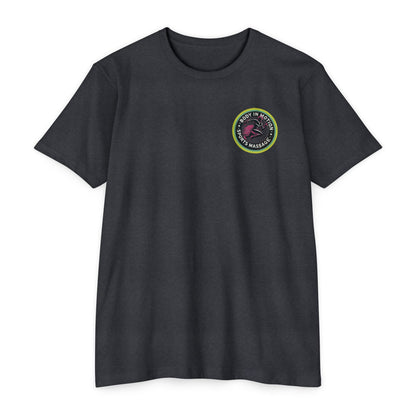 Sports Massage, Retro Camper Badge T-Shirt — Vintage RV Travel Logo Tee