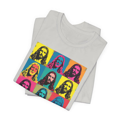 Jesus, Pop Art T-Shirt — Retro Colorful Nine-Panel Graphic Tee