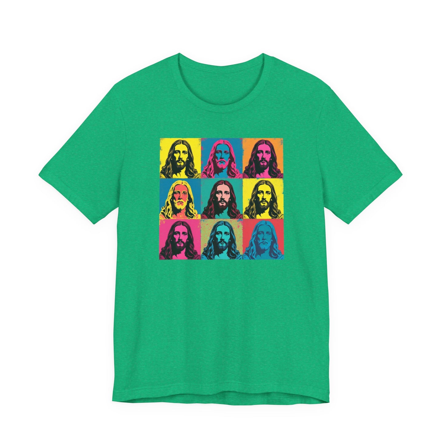 Jesus, Pop Art T-Shirt — Retro Colorful Nine-Panel Graphic Tee