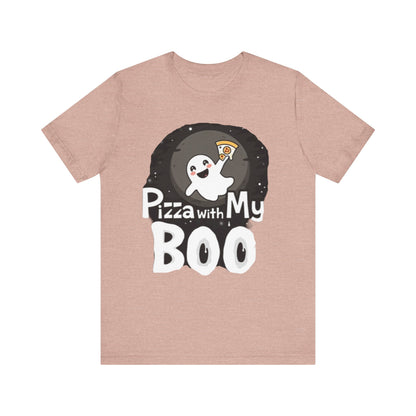 Ghost Pizza Boo Tee - Unisex Jersey Short Sleeve T-Shirt, Funny Halloween Shirt, Spooky Costume, Ghost Lover Gift, October Celebration