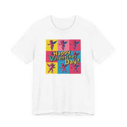 Valentine's Day Pop Art Tee — "Happy Valentine's Day!" Cupid Graphic Shirt