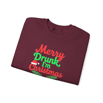 Christmas Sweatshirt — "Merry Drunk, I'm Christmas" Funny Holiday Crewneck