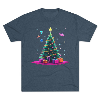 Alien visitors Christmas tree, Unisex Tri-Blend Crew Tee