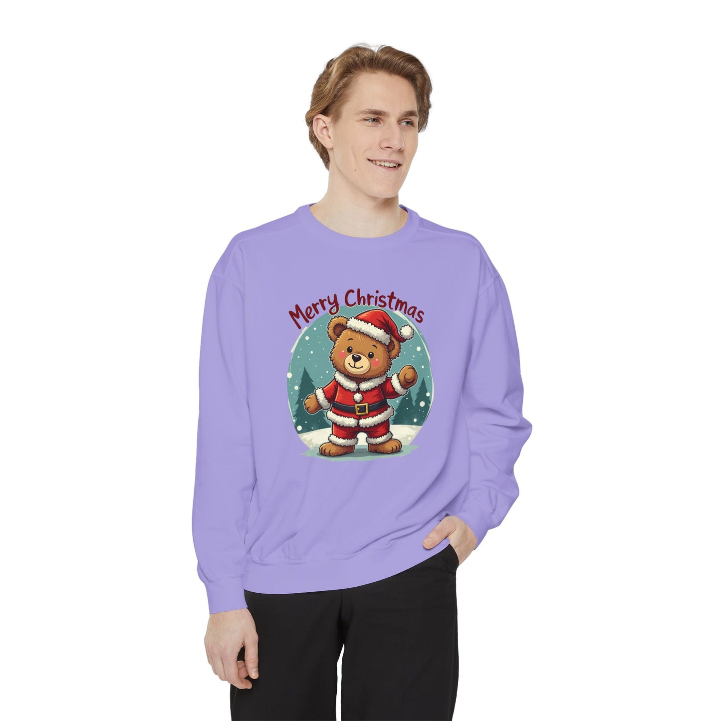 Christmas Bear, Unisex Garment-Dyed Sweatshirt