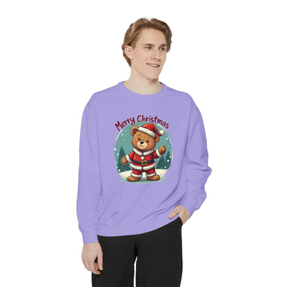 Christmas Bear, Unisex Garment-Dyed Sweatshirt