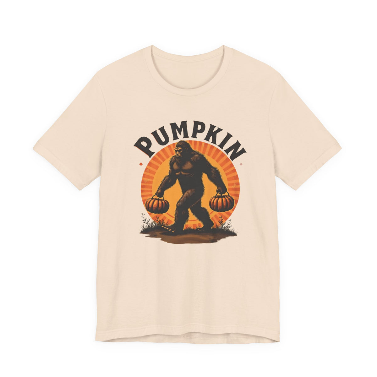 Pumpkin Bigfoot T-Shirt – Unisex Harvest Tee for Fall, Halloween, Autumn Celebrations, Gift for Nature Lovers, Casual Wear