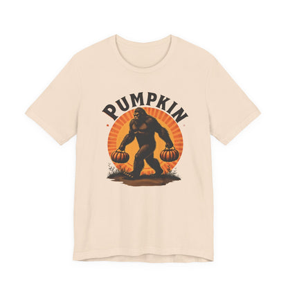Pumpkin Bigfoot T-Shirt – Unisex Harvest Tee for Fall, Halloween, Autumn Celebrations, Gift for Nature Lovers, Casual Wear