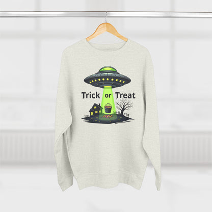 Halloween UFO Sweatshirt - "Trick or Treat" Alien Abduction Crewneck