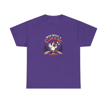 Funny Chicken Crossing Road, Themed Unisex Heavy Cotton Tee - "Who Needs a Clucking Reason?" - Psychonaut Swag