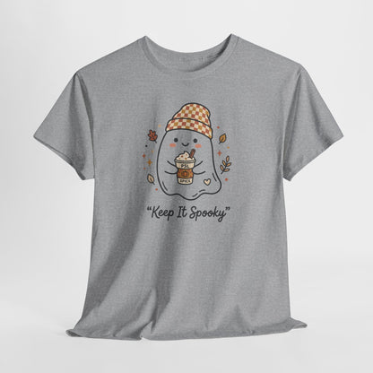 Keep It Spooky Ghost Tee — Cute Fall Halloween Shirt with Pumpkin Latte