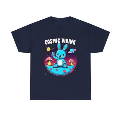 Cosmic Vibing Bunny, Tee — Cute Bunny Space Graphic T-Shirt