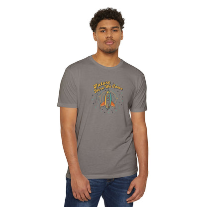 Retro Rocket T-Shirt - "Future Here We Come" Vintage Space Tee