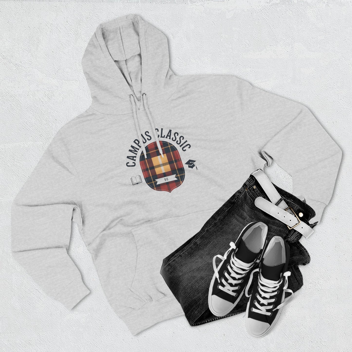 Campfire Classic Plaid Hoodie — Vintage Camping Fleece Pullover