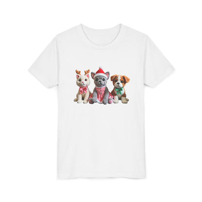 Kids Christmas Puppy Tee — Cute Festive Dogs in Santa Hats