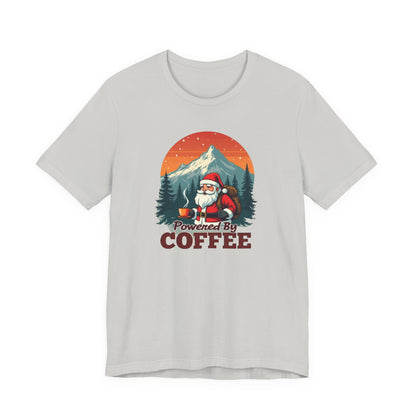 Coffee-Powered Santa T-Shirt — "Powered by Coffee" Holiday Tee