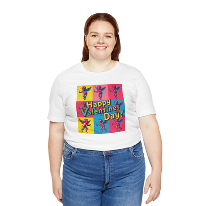 Valentine's Day Pop Art Tee — "Happy Valentine's Day!" Cupid Graphic Shirt