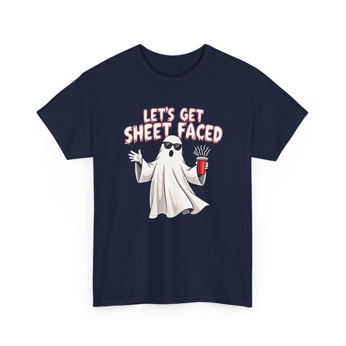 Let's Get Sheet Faced Ghost T‑Shirt — Funny Halloween Party Tee